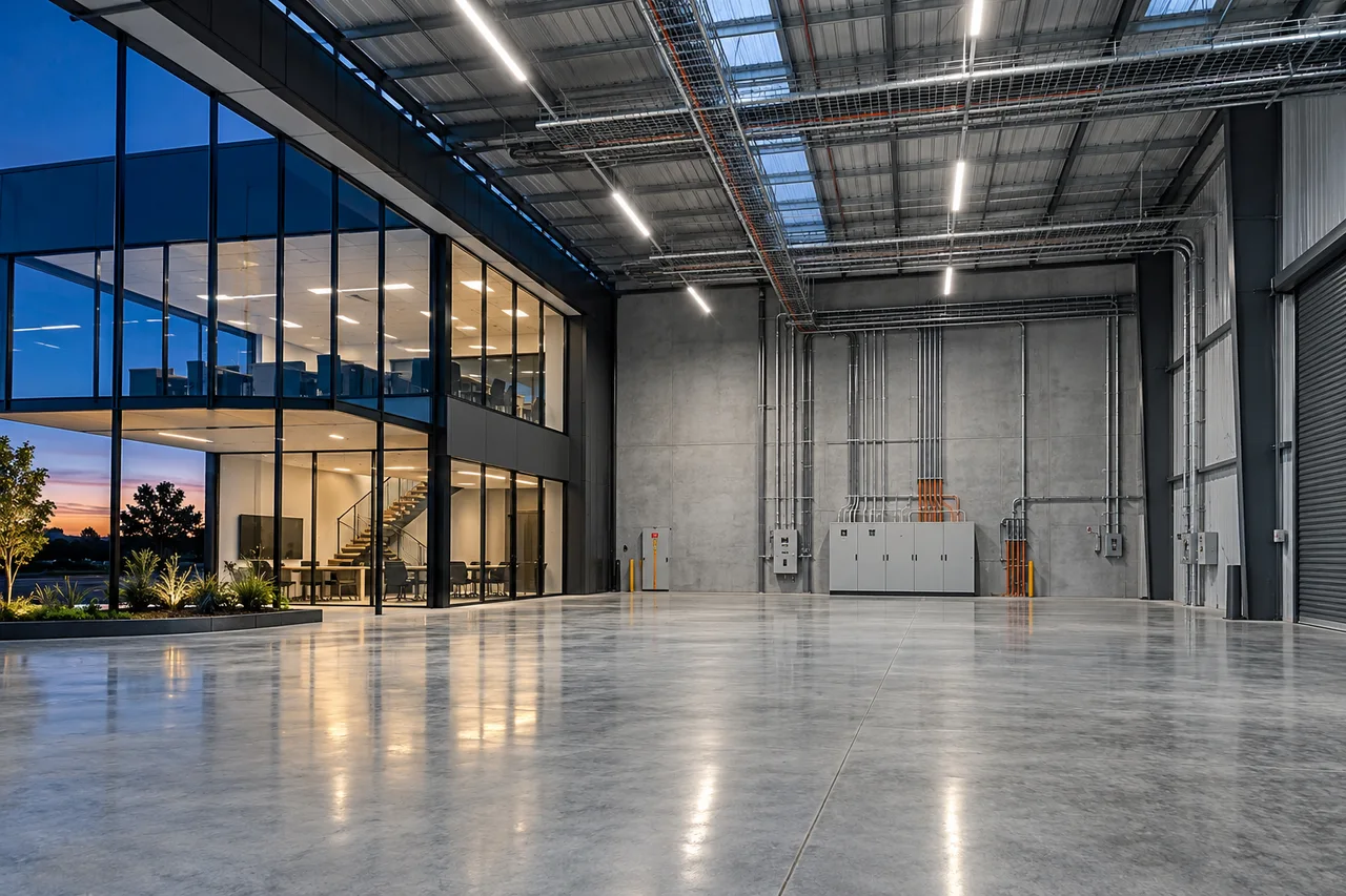 commercial interior with LED lighting and electrical installations